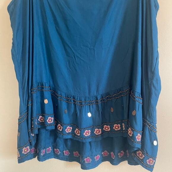 NWT Anthropologie Luzia Cropped Cami Embroidered Teal Floral Sz XL - Picture 12 of 13
